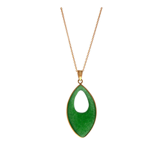 14k Marquise Jade Charm Necklace 17"