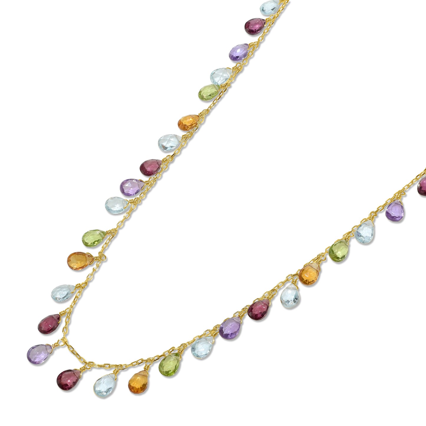 14k Multi-Gemstone Rainbow Necklace 17"