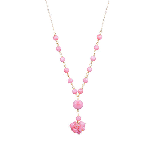 14k Pink Coral Necklace 17"