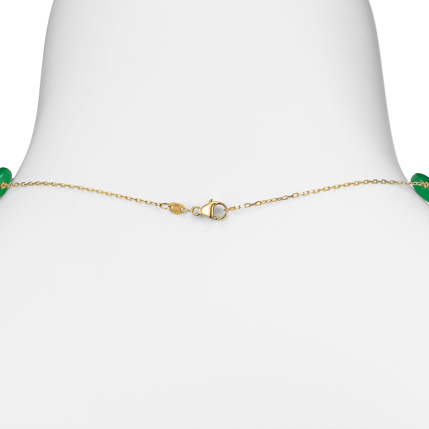 14k Green Jade Coin 11 Station Necklace 17"