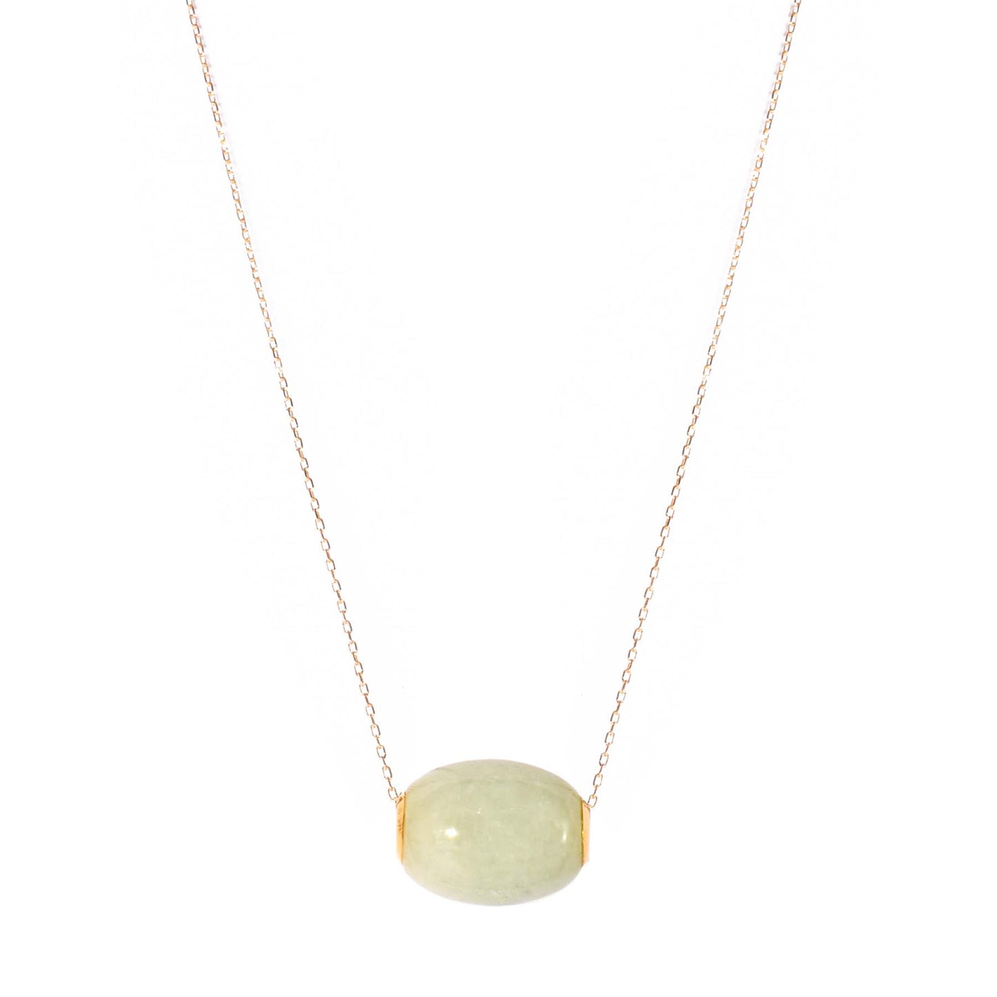 14k Natural Jade Slide Pendant With Chain 18"