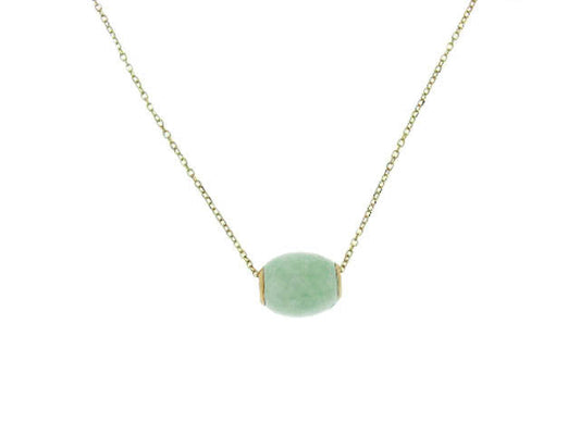 14k Natural Jade Slide Pendant With Chain 18"