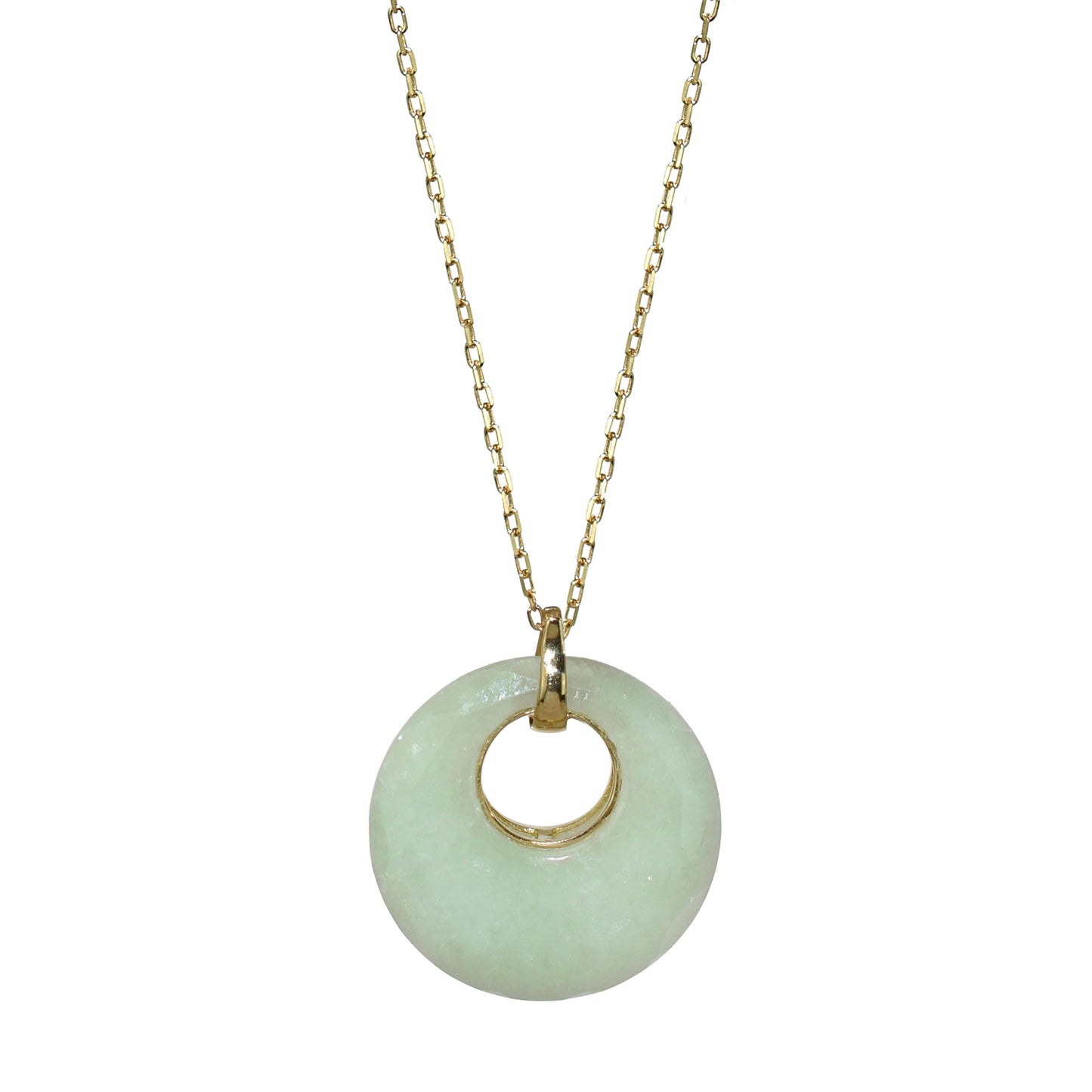 14k Natural Jade Open Circle Pendant Necklace 18"