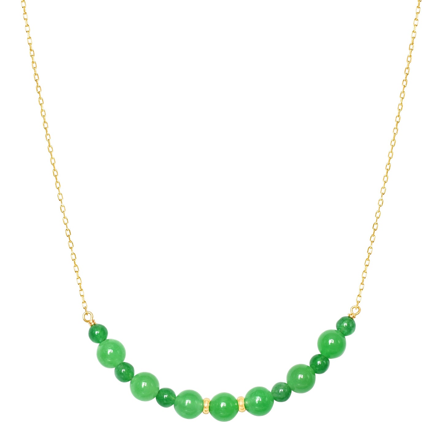 14k Green Jade Bar Necklace 17"