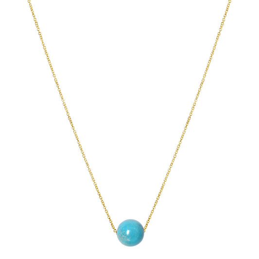 14k Turquoise Ball Slider Pendant Necklace 17"