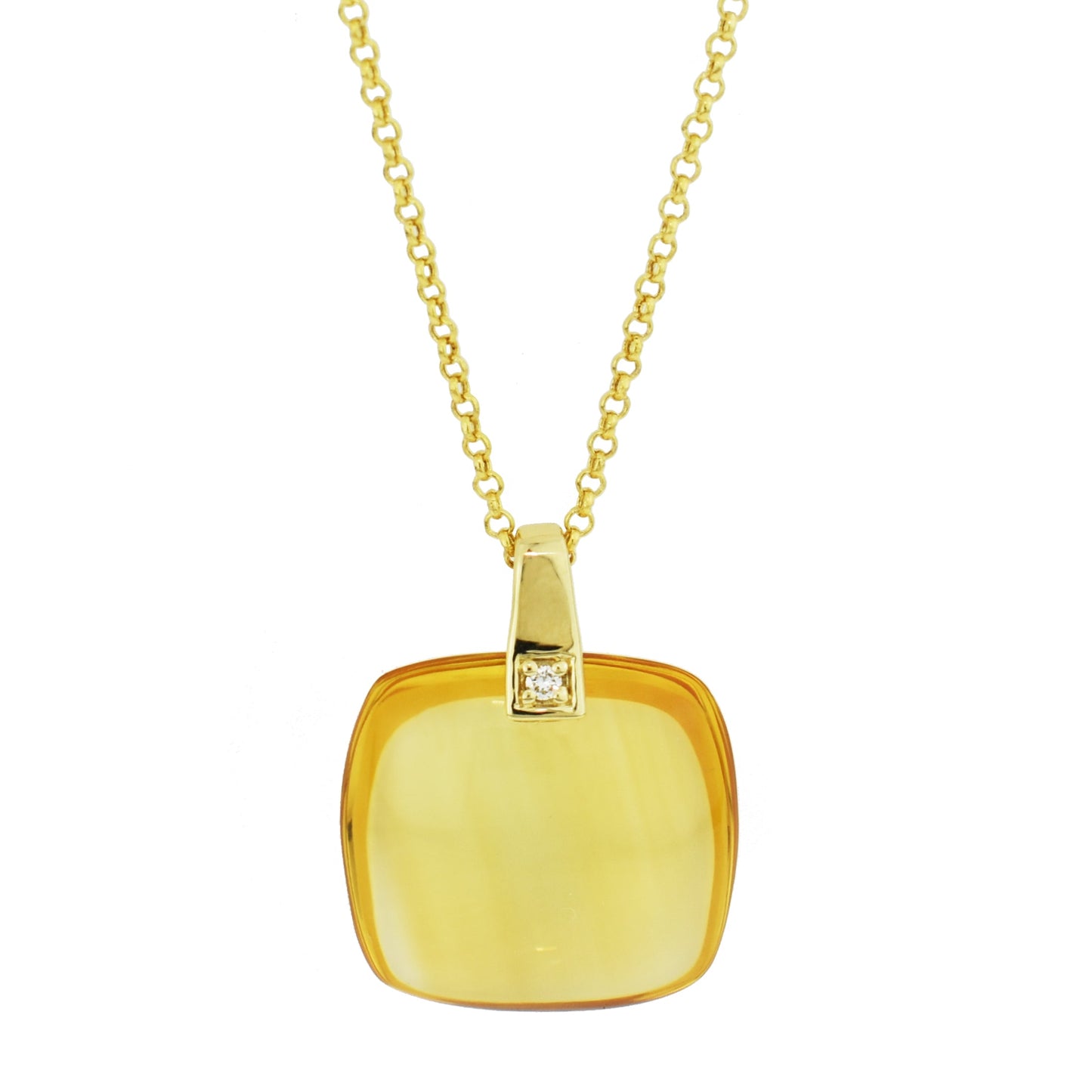 14k Citrine Smooth Cushion Pendant Necklace 18"