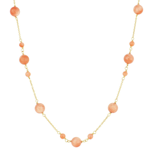 14k Angel Skin Coral Necklace 17"