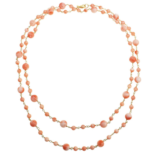 14k Angel Skin Coral Link Necklace 34"