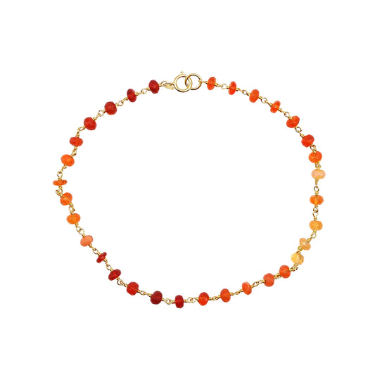 14k Fire Opal Link Anklet 9.5"