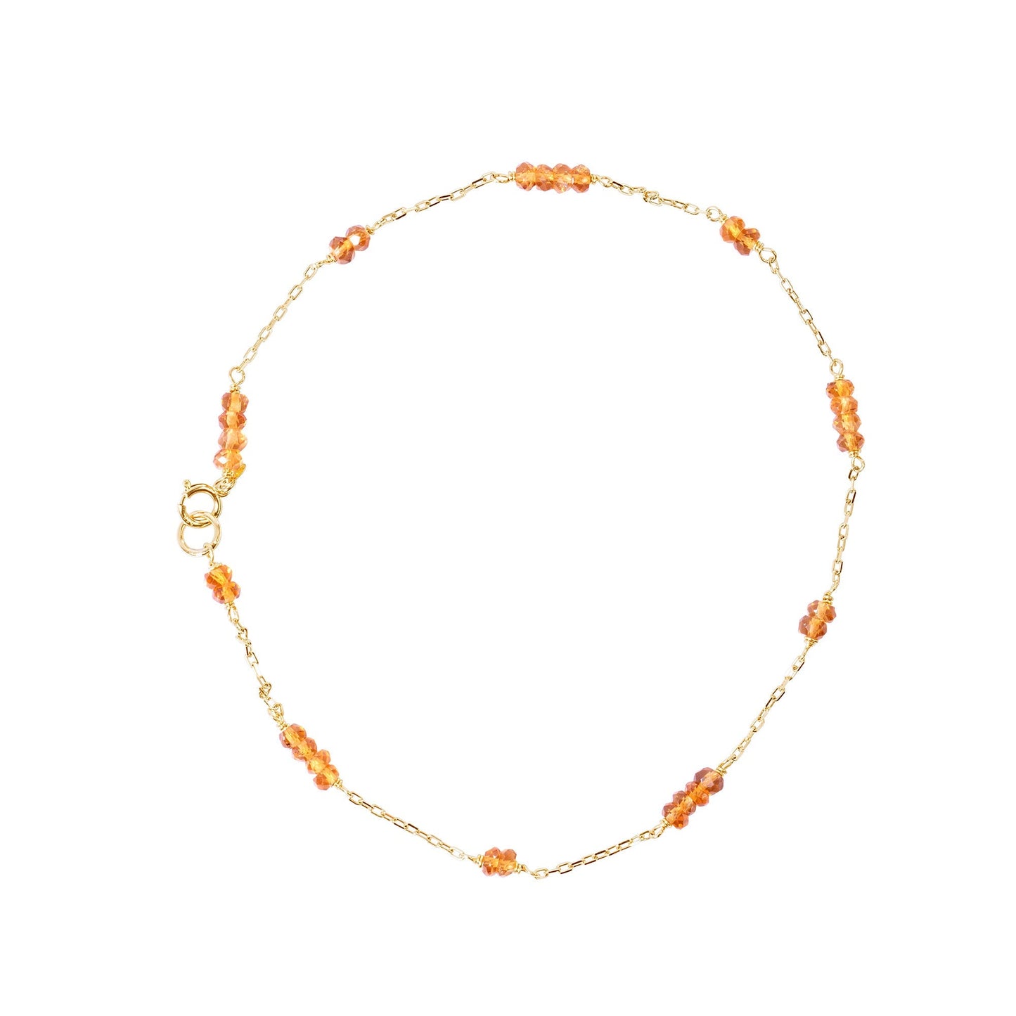 14k Station Link Beaded Anklet 9.5"