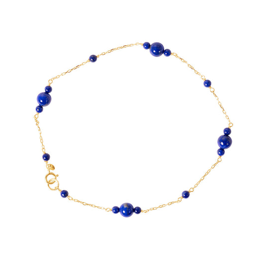 14k Lapis Station Anklet 9.5"