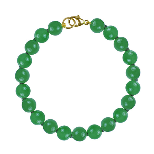 14k Green Jade Knotted Bracelet 7.5"