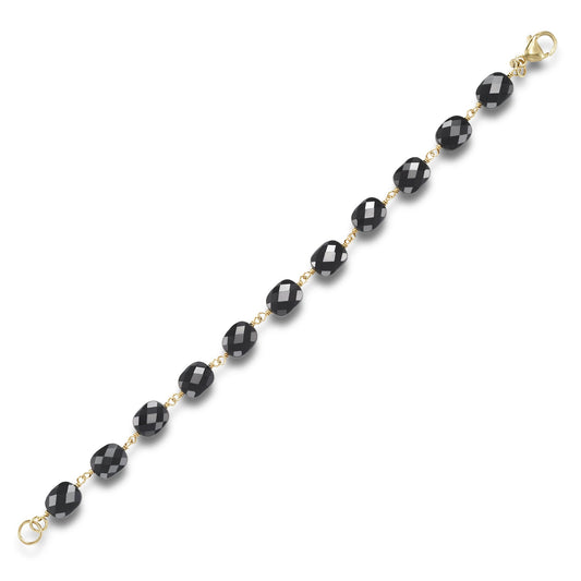 14k Black Onyx 11 Link Bracelet 8"