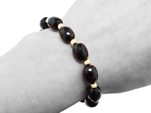 14k Black Onyx Adjustable Bracelet 10.75"