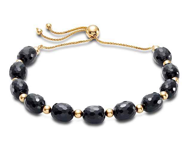 14k Black Onyx Adjustable Bracelet 10.75"