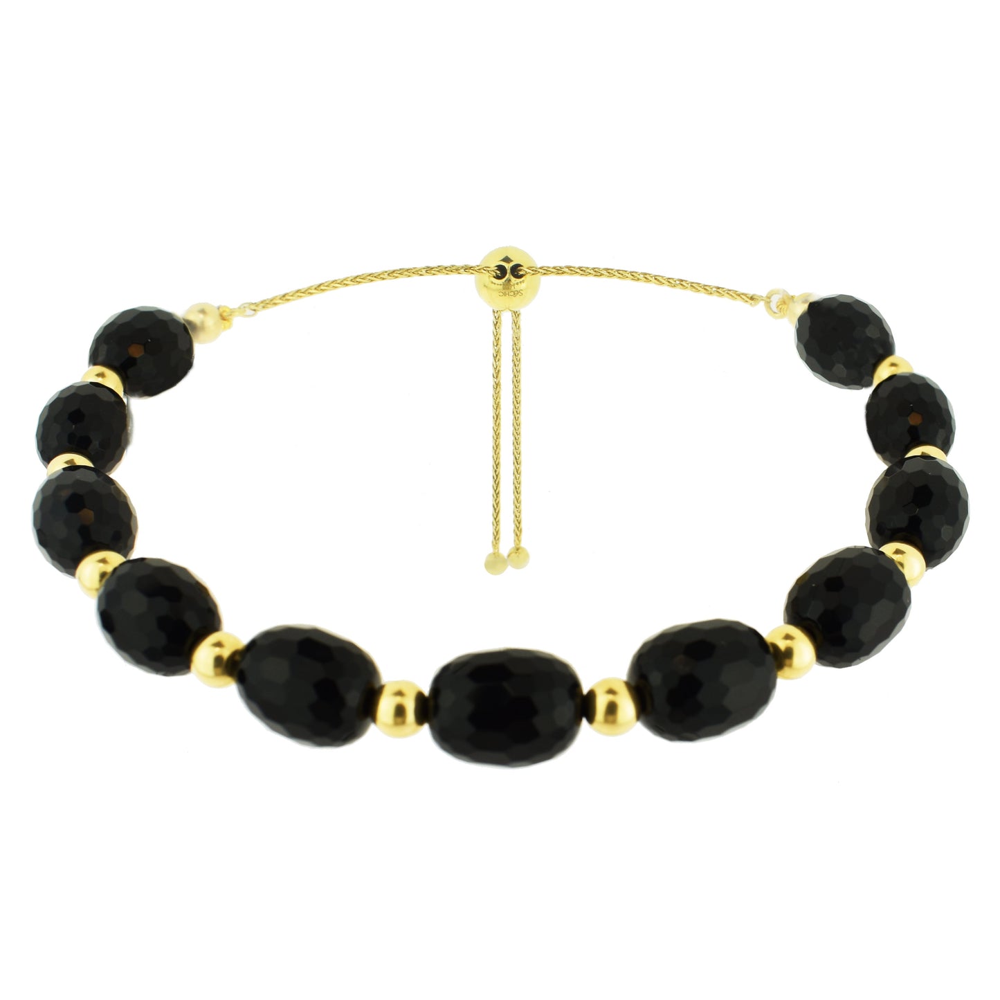 14k Black Onyx Adjustable Bracelet 10.75"