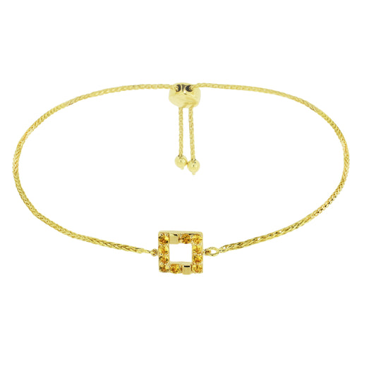 14k Citrine Square Adjustable Bracelet 8.625"