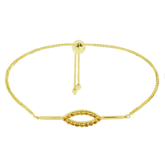 14k Citrine Olive & Bar Adjustable Bracelet 9.5"