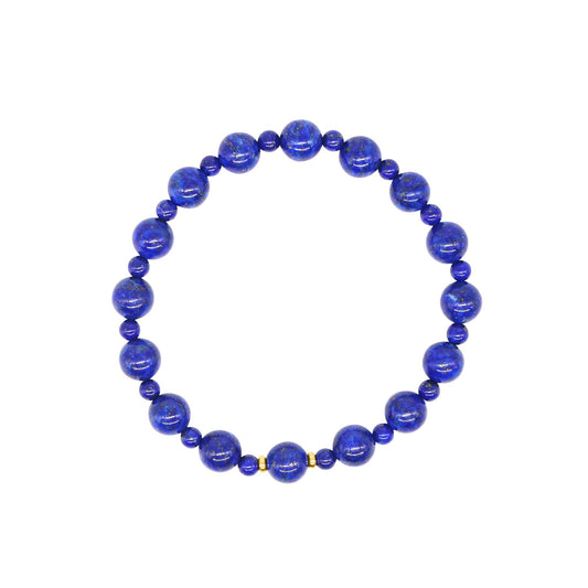 14k Beaded Lapis Stretch Bracelet 7.5"