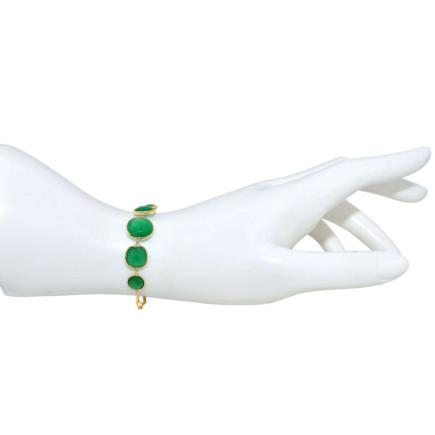 14K Green Onyx Mix Shape 5 Bezel Bracelet