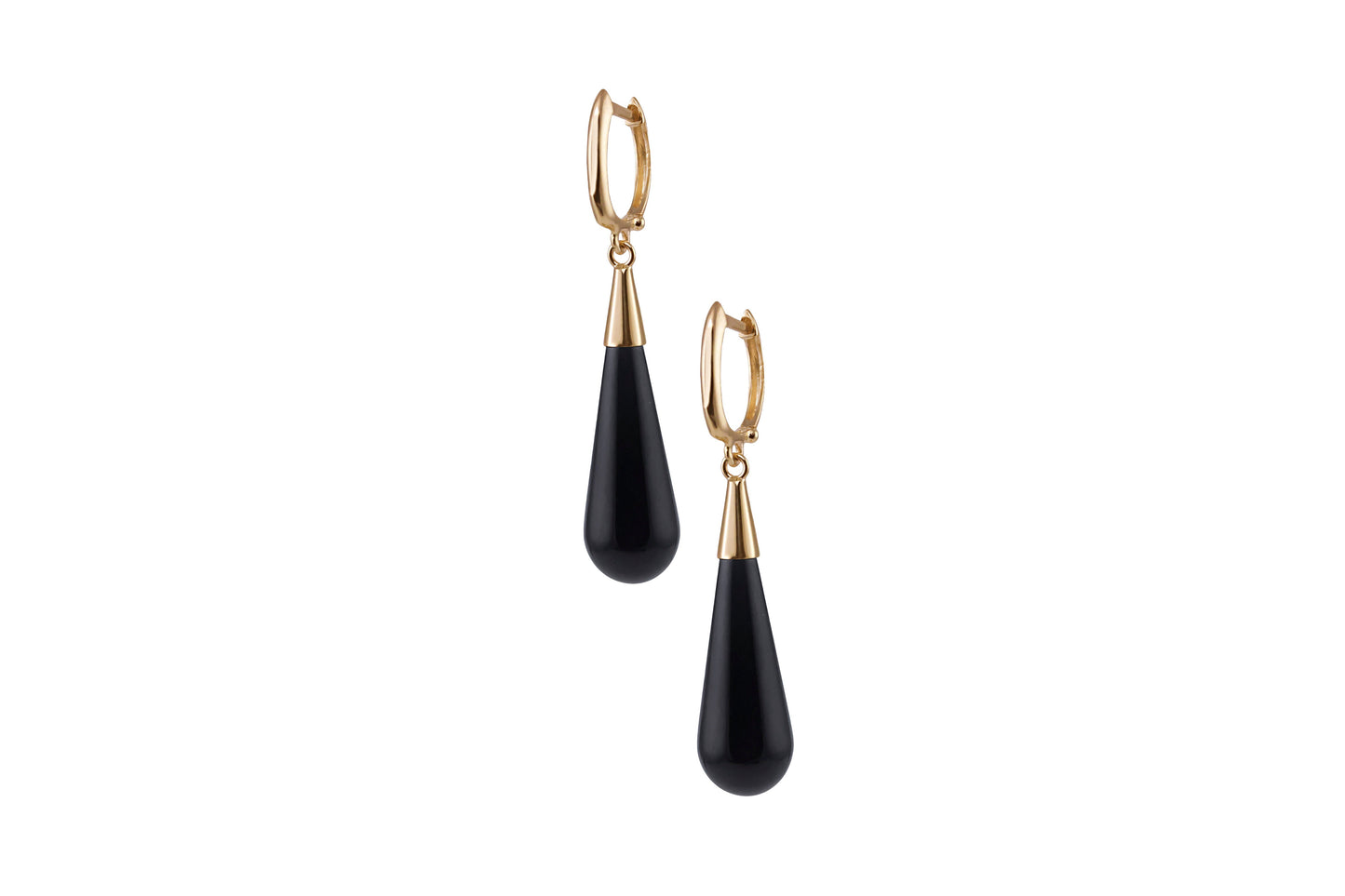 14k Black Onyx Huggie Hoop Drop Earring