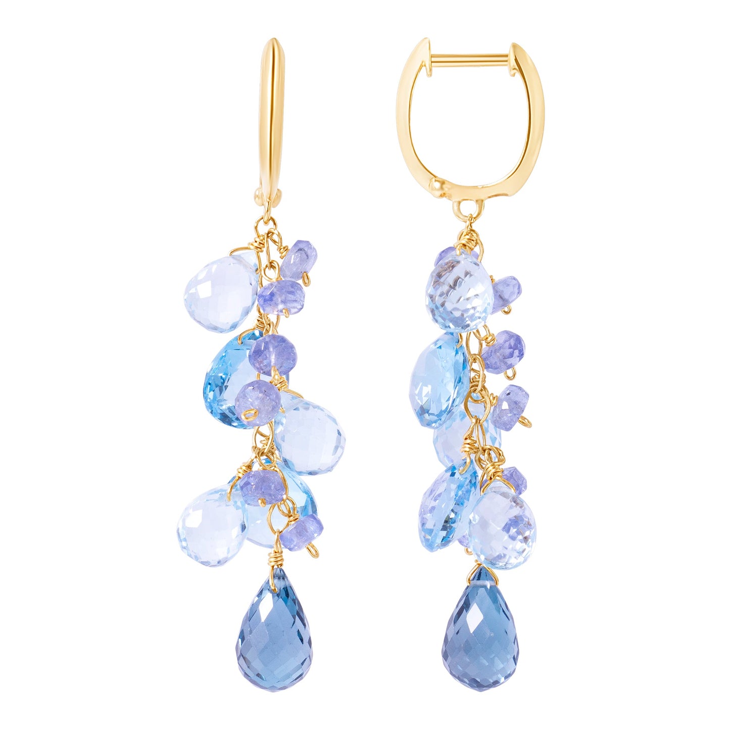 14k Multi Blue Topaz Tanzanite Earring