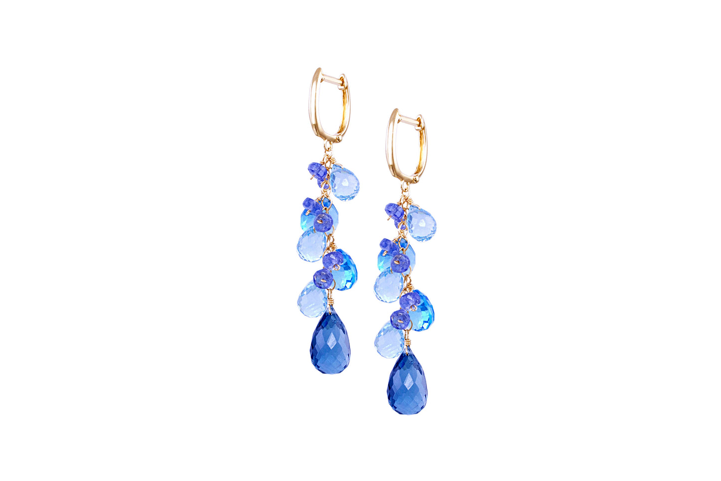 14k Multi Blue Topaz Tanzanite Earring