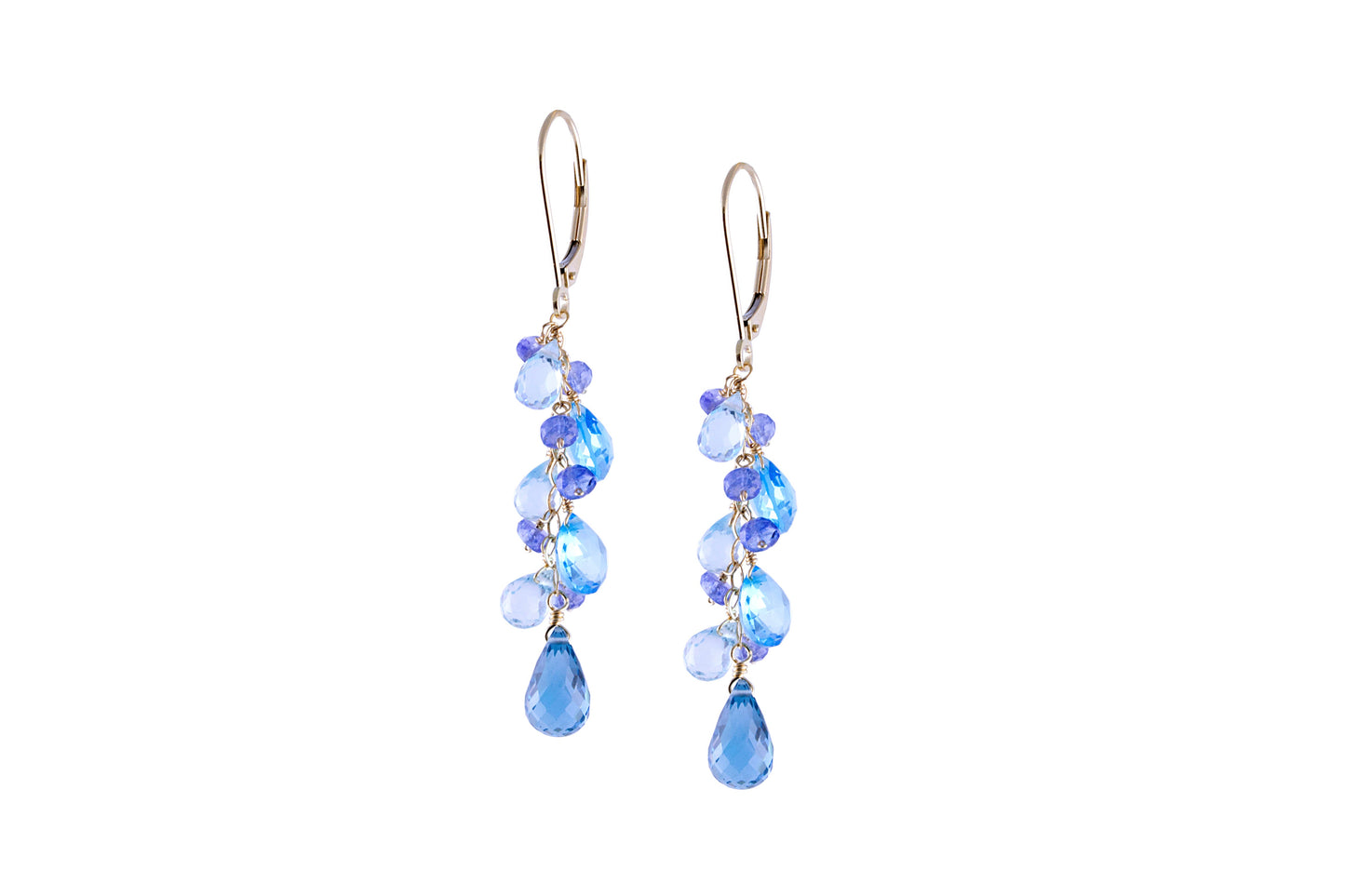 14k Multi Blue Topaz Tanzanite Earring