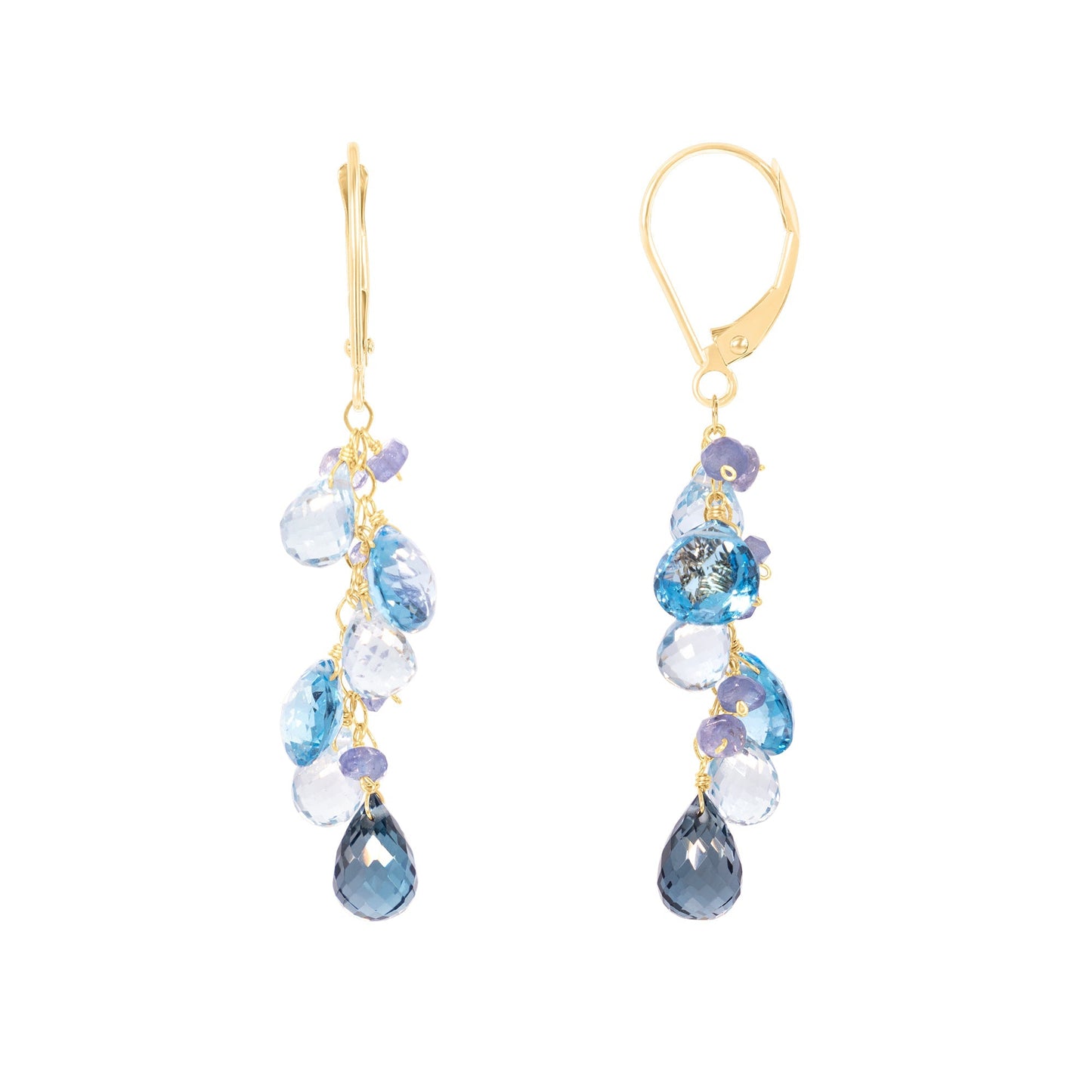 14k Multi Blue Topaz Tanzanite Earring