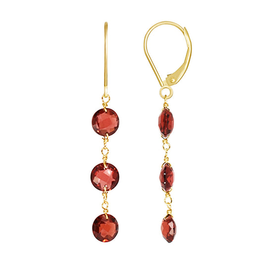 14k Garnet Coin 3 Link Leverback Earring