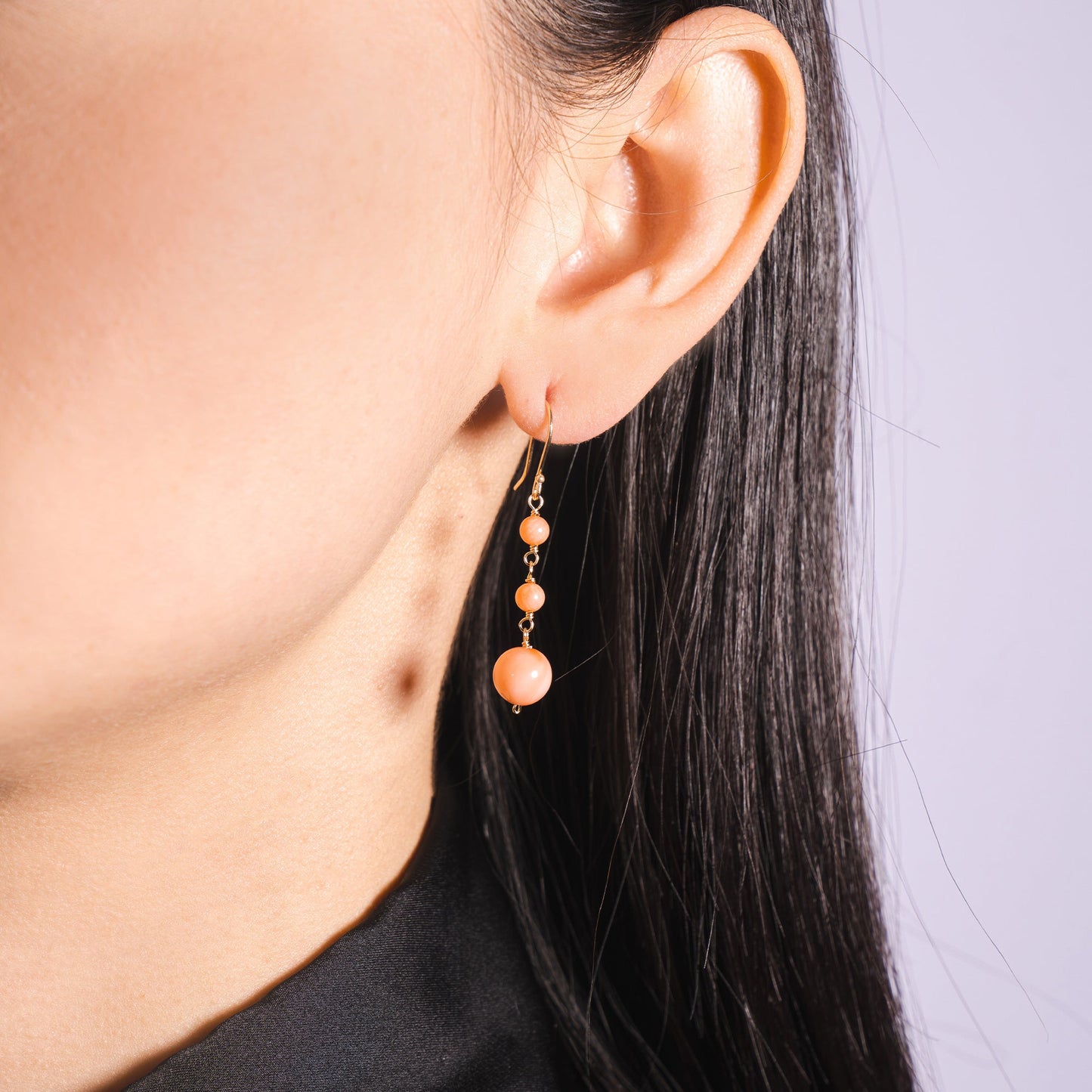 14k Pink Coral Hook Earring