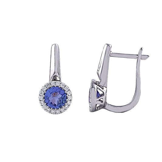 14k Tanzanite Vs Diamond English LockEarrings