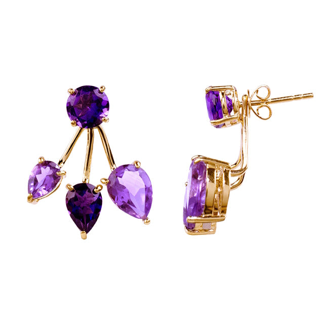 14k Amethyst or Blue Topaz Front Back Earring