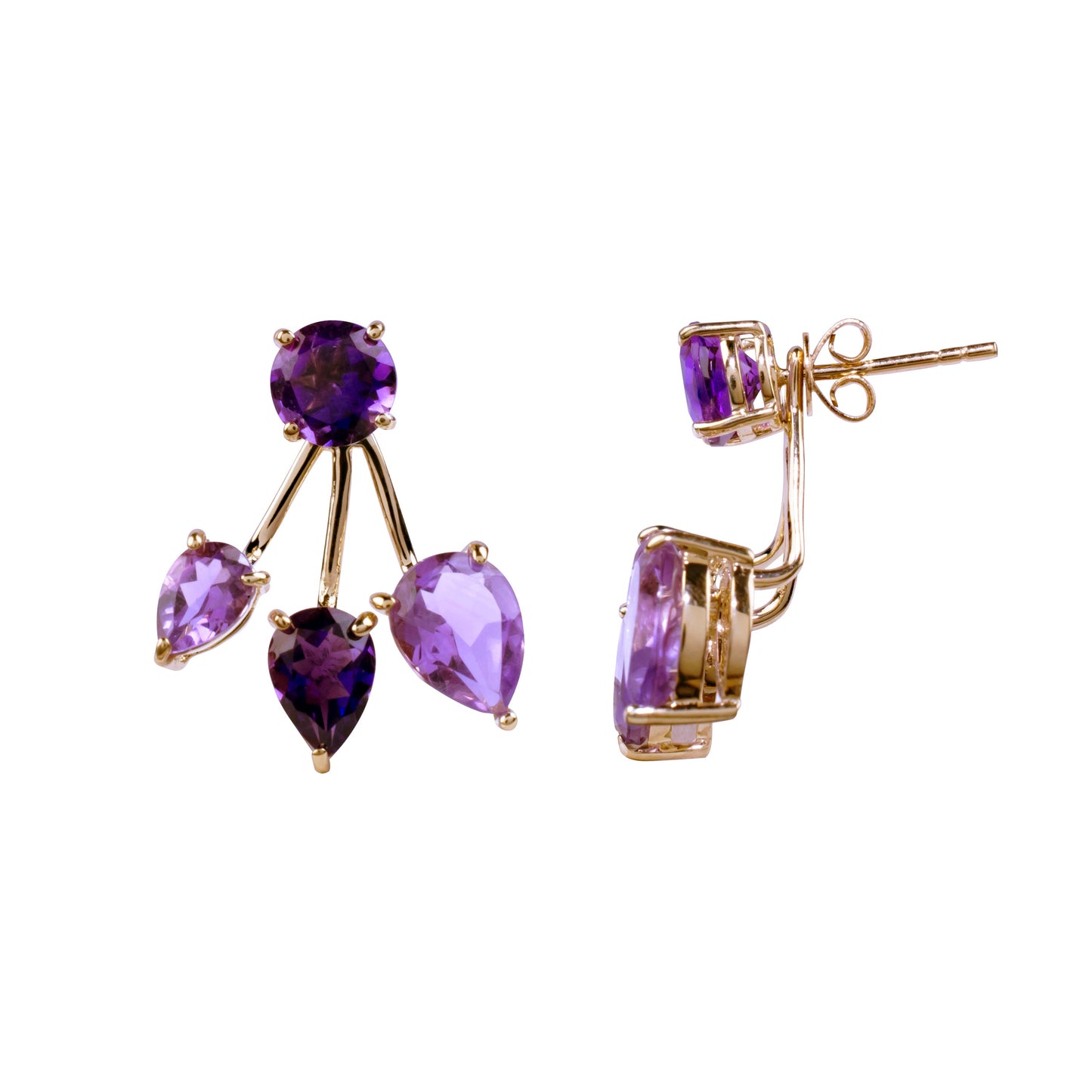 14k Amethyst or Blue Topaz Front Back Earring