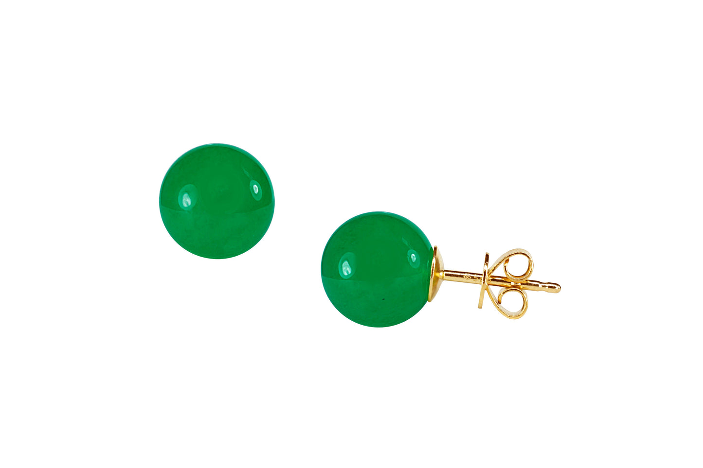 14k Green Jade 8mm Stud Earring