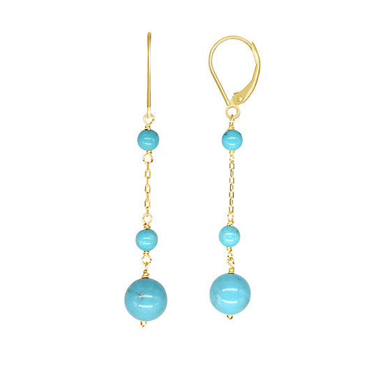 14k Turquoise Leverback Dangle Earring