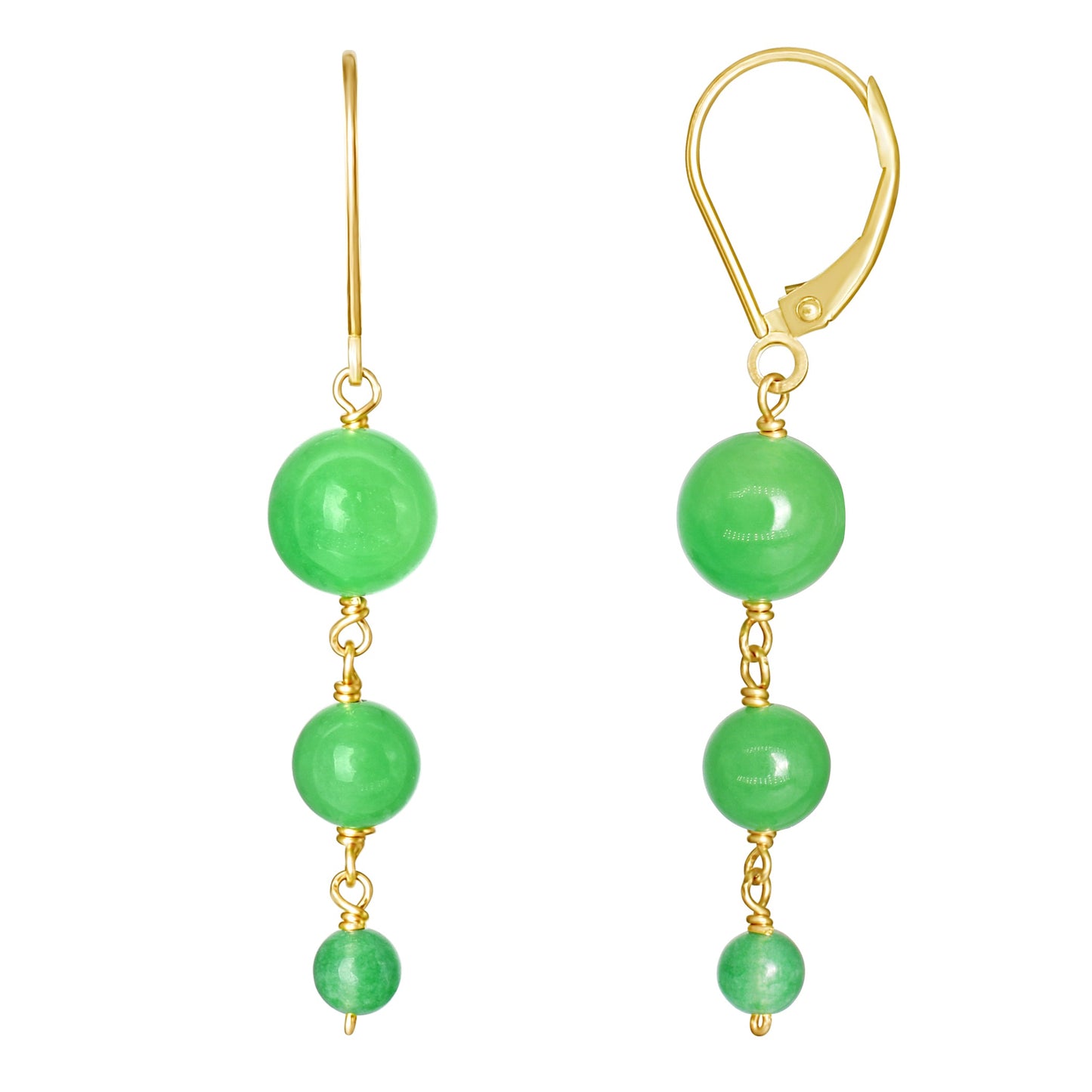 14k Graduated Ball Drop Leverback Earrings