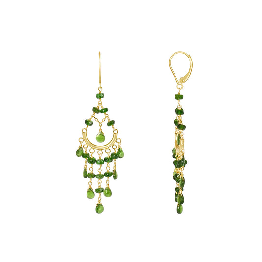 14k Chrome Diopside  or Pyrite Chandelier Leverback Earrings