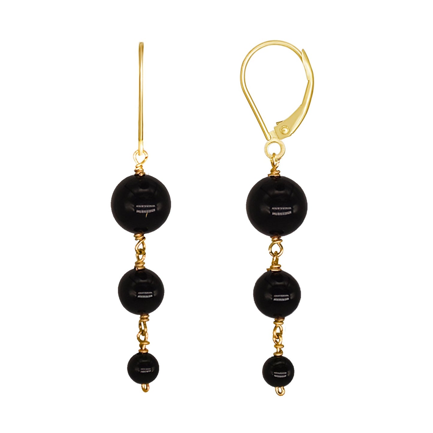 14k Graduated Ball Drop Leverback Earrings