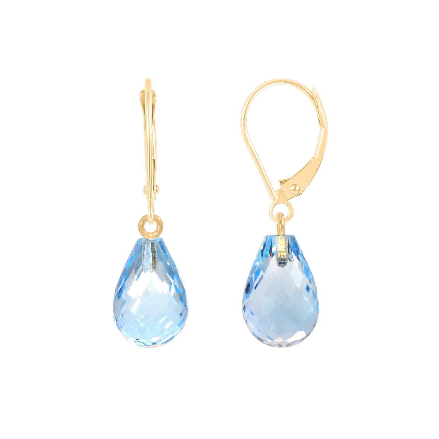 14k Blue Topaz Drop Leverback Earring