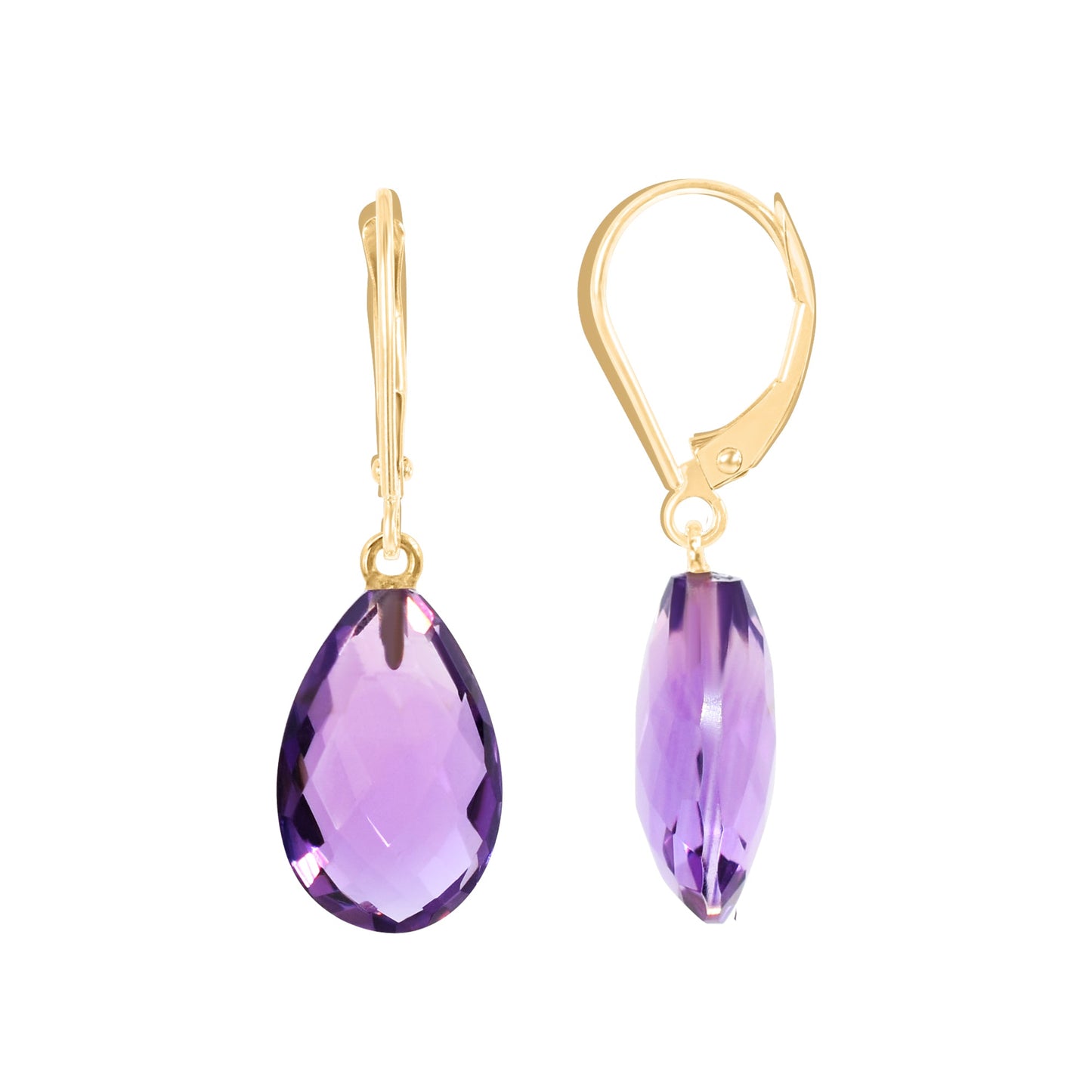 14k Gemstone Pear Drop Leverback Earring