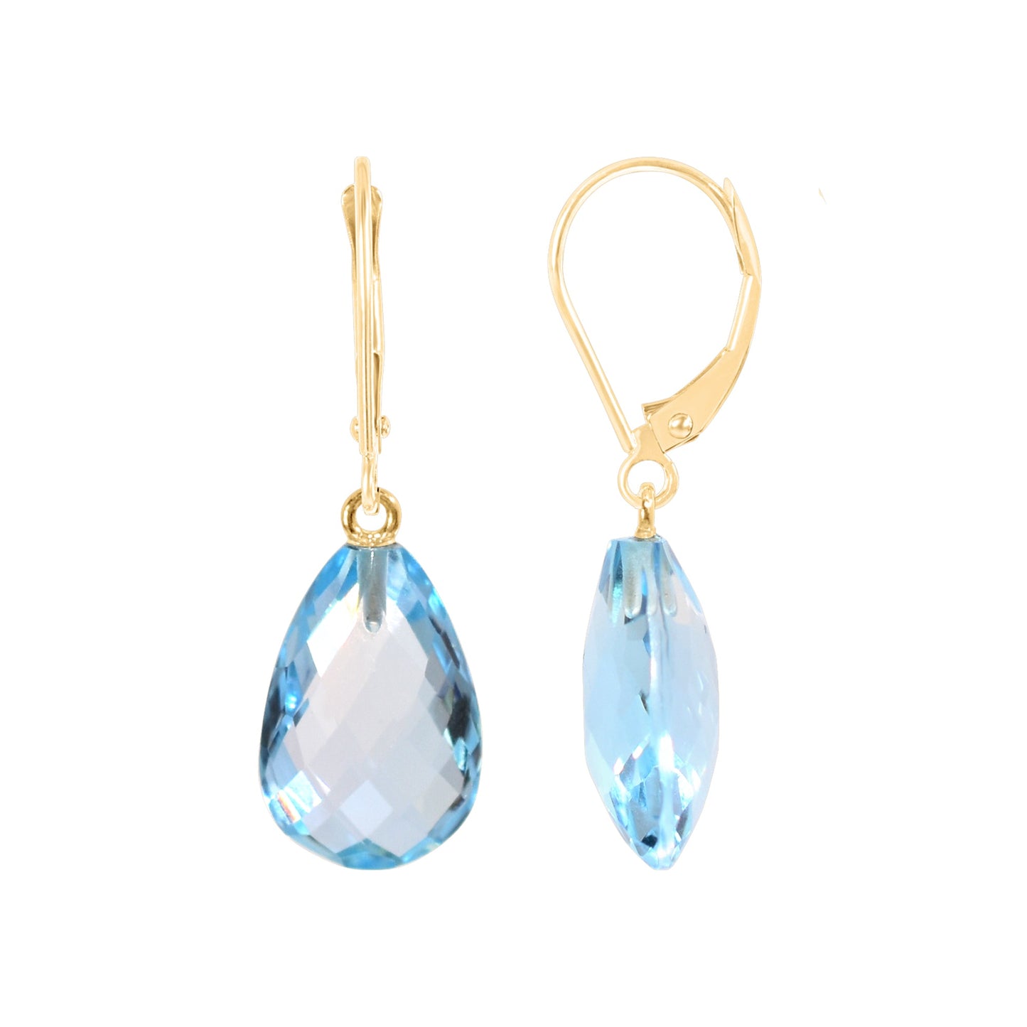 14k Gemstone Pear Drop Leverback Earring