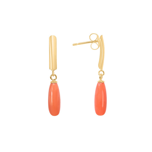 14k Momo Coral Drop Bar Post Earring