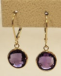 14k Gemstone Back Set Bezel Leverback Earring