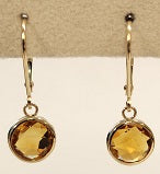 14k 8mm Gemstone Back Set Bezel Leverback Earring