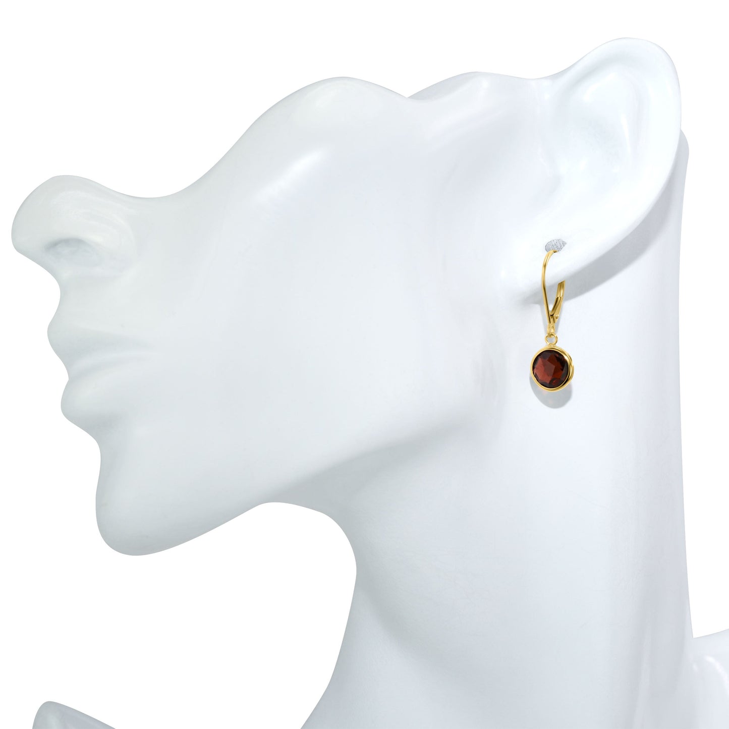 14k 8mm Gemstone Back Set Bezel Leverback Earring