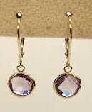 14k 8mm Gemstone Back Set Bezel Leverback Earring