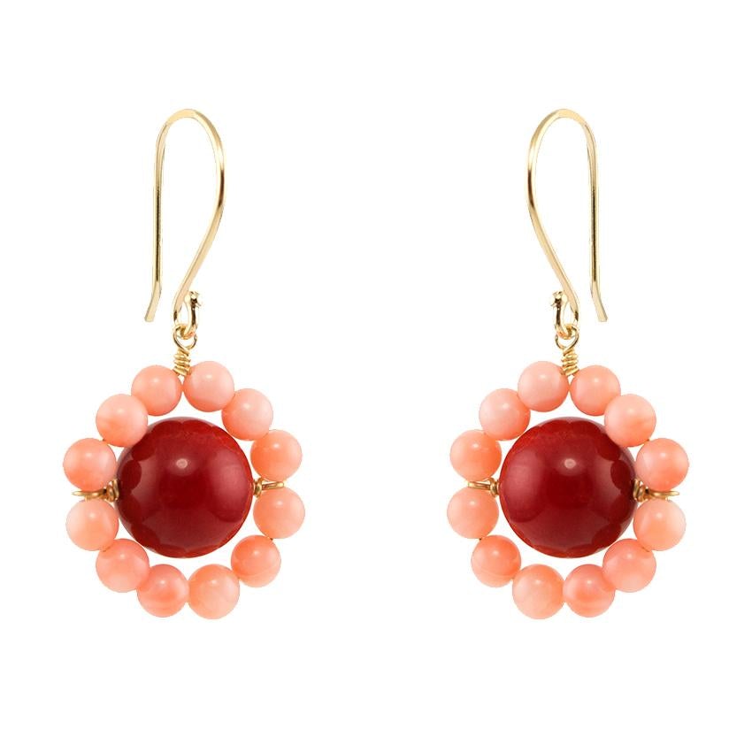 14k Dyed Natural Coral Earrings