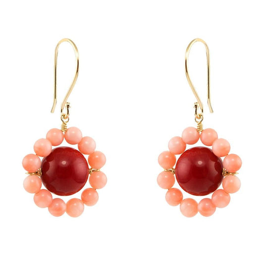 14k Dyed Natural Coral Earrings