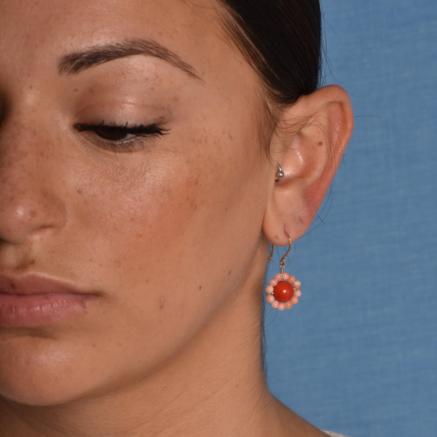 14k Dyed Natural Coral Earrings